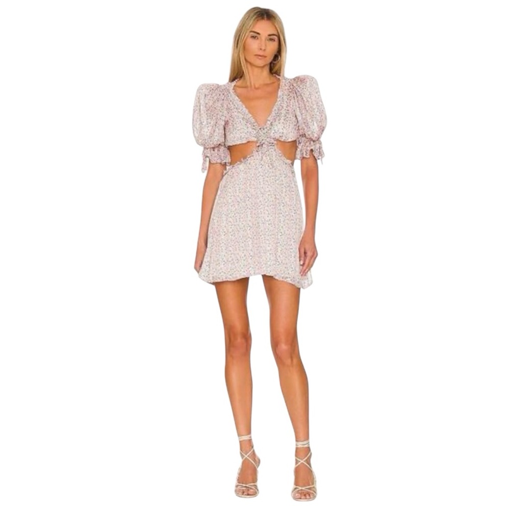 FOR LOVE & LEMONS Phoebe Mini Dress in Blue size small